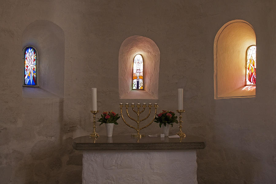 Nyker Round Church Altar Photograph by Inge Riis McDonald