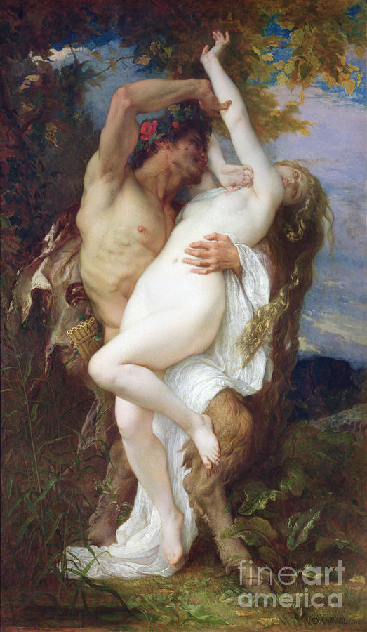 Alexandre Cabanel Painting - Nymph Abducted by a Faun by Alexandre Cabanel