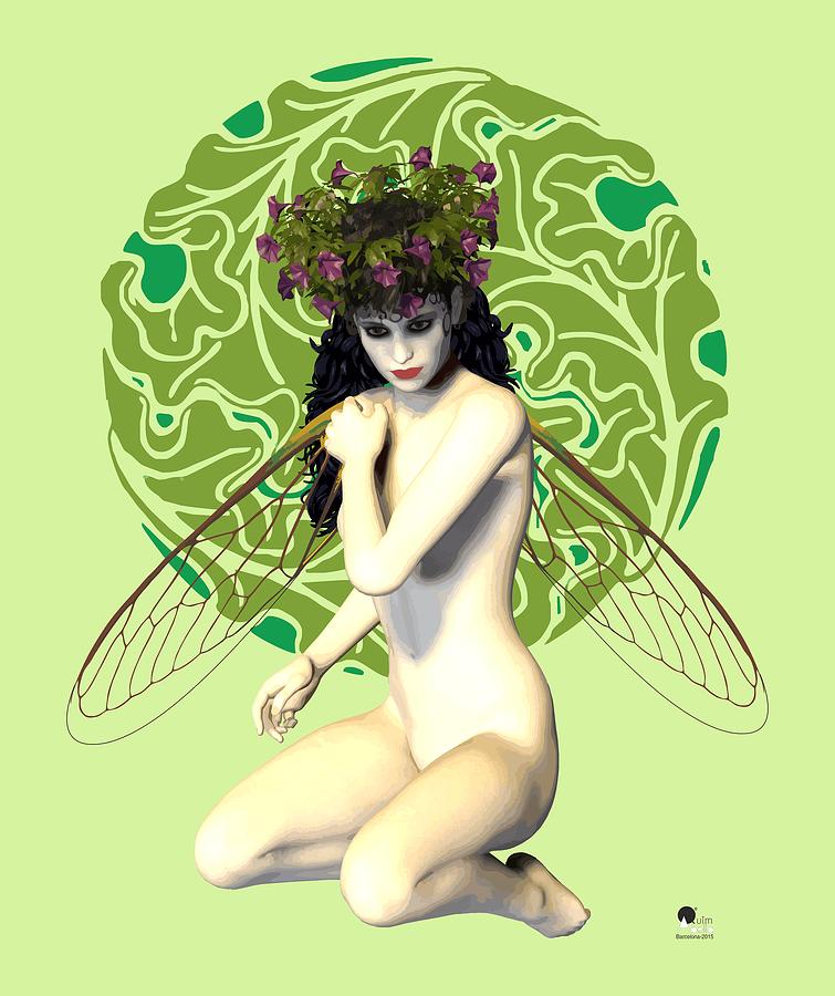 Fairy Digital Art - Nymph Art Nouveau by Quim Abella
