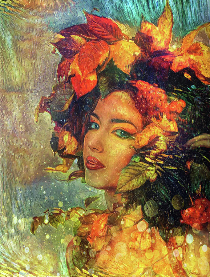 Nymph of Autumn Mixed Media by Lilia D Nymph of Autumn Mixed Media by Lilia D