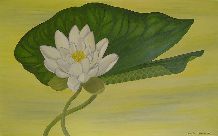 Flowers Still Life Painting - Nymphaea Alba by Marinella Owens