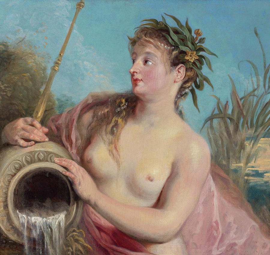 Portrait Painting - Nymphe de fontaine by Jean-Antoine Watteau