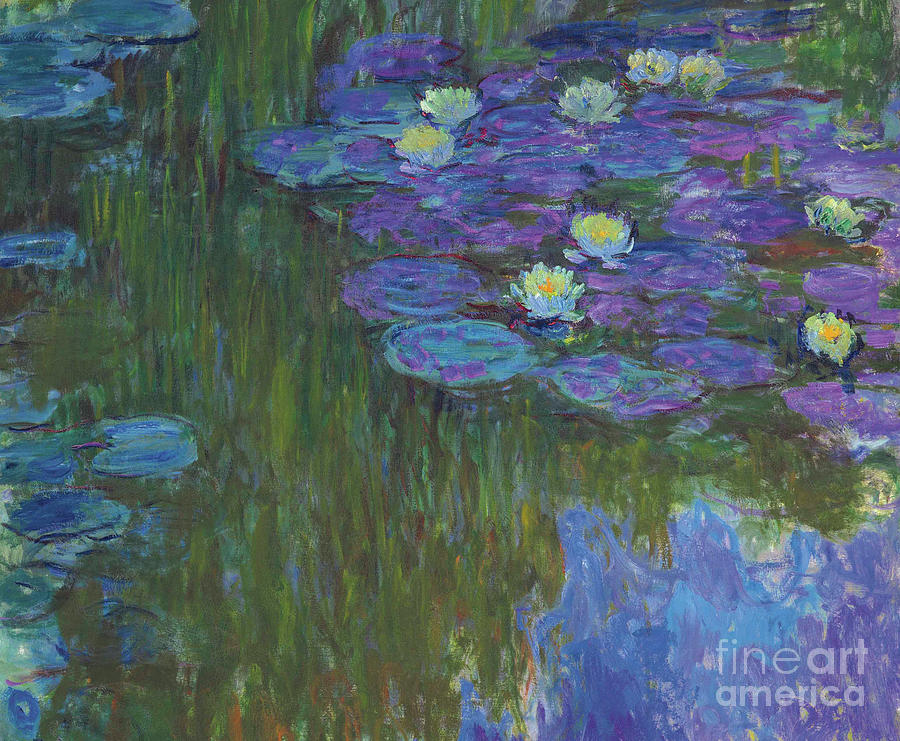 Nympheas en fleur, 1914 to 1917  Painting by Claude Monet