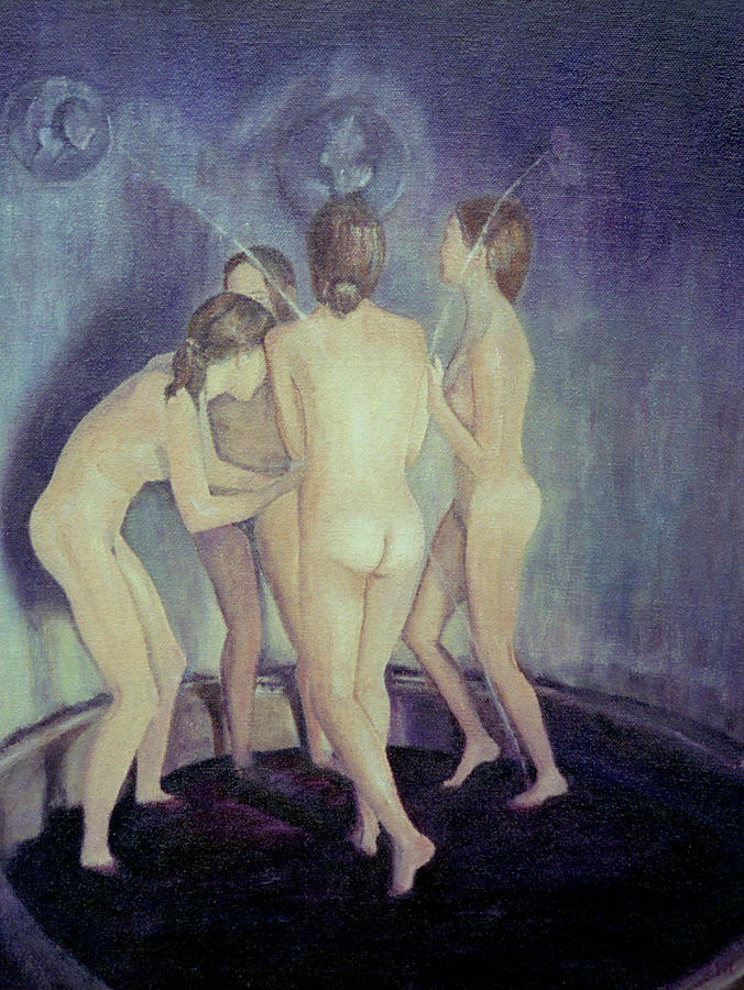 Nymphs Playing Painting by Masami Iida
