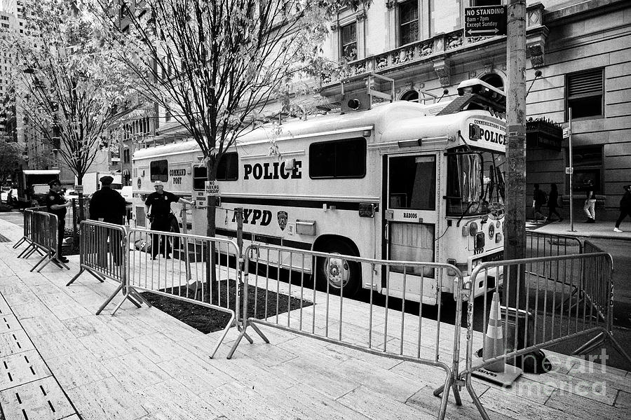 New York City Photograph - NYPD communications command post bus vehicle for trump tower policing New York City USA by Joe Fox