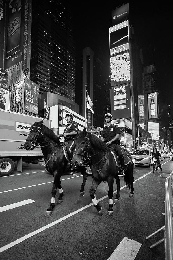 NYPD Mounties black and white Photograph by Brian Knott Photography