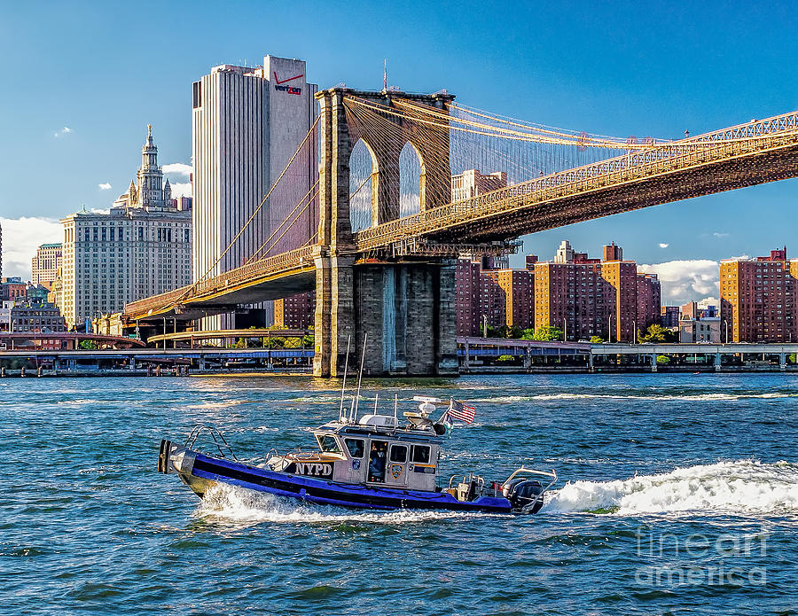 NYPD on East River Photograph by Nick Zelinsky Jr