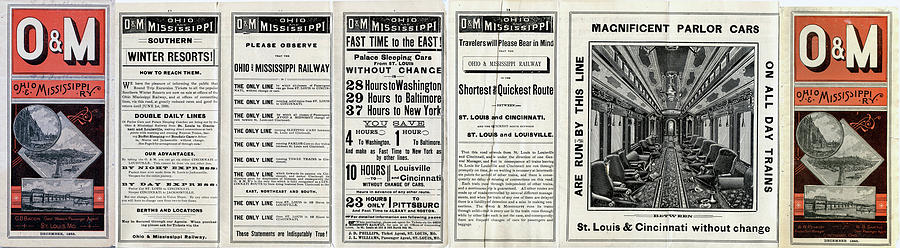 Ohio Drawing - O and M Timetable by Baltimore Ohio Railroad Ohio Drawing - O and M Timetable by Baltimore Ohio Railroad
