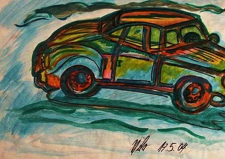 The Car Painting - O carro by Nila  Poduschco