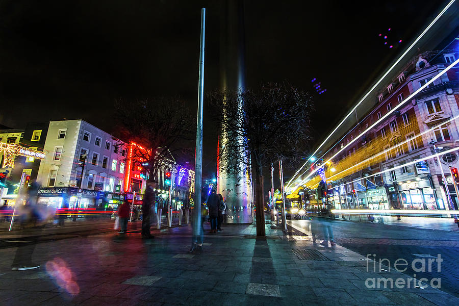 O Connell Street Spire At Night Dublin Photograph By Alex Art Ireland