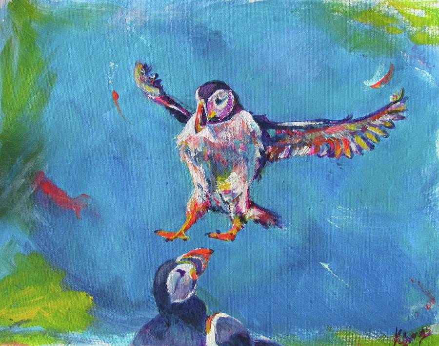 O, oh. Rewind Puffin Painting by Karin McCombe Jones