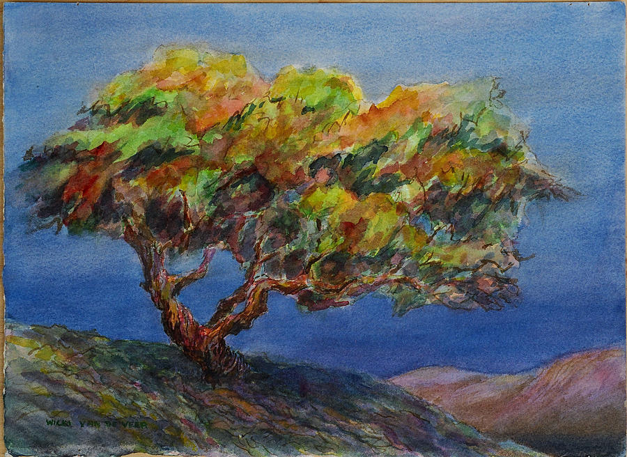 Oak at the End of the Day Painting by Wicki Van De Veer