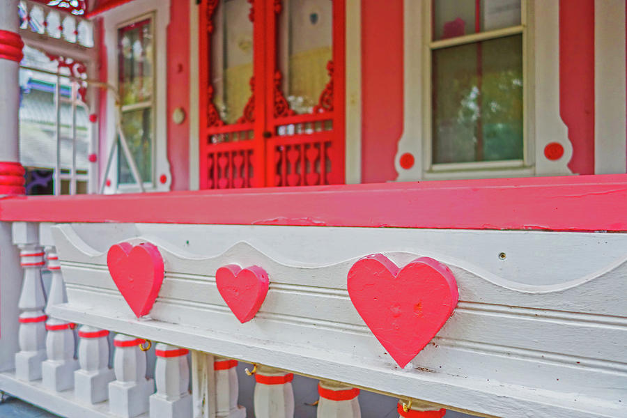 Oak Bluffs Cottages Marthas Vineyard MA Cape Cod Autumn Red Hearts Photograph by Toby McGuire