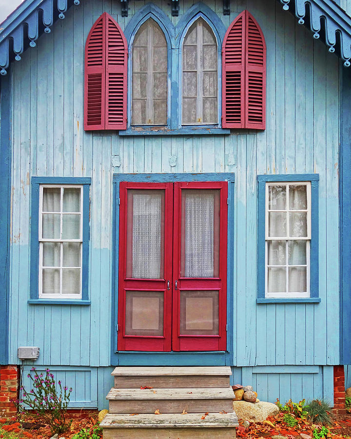 Oak Bluffs Cottages Marthas Vineyard MA Cape Cod Blue Photograph by Toby McGuire