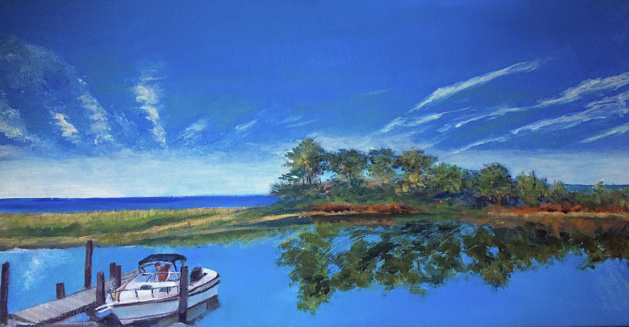 Martha's Vineyard Painting - Oak Bluffs with Grady White by Lynne Atwood Martha's Vineyard Painting - Oak Bluffs with Grady White by Lynne Atwood