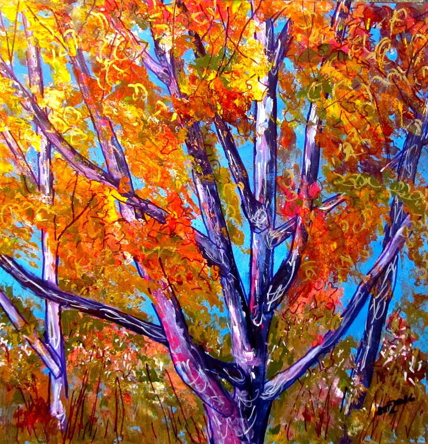 Oak In Autumn Painting by Barbara OToole