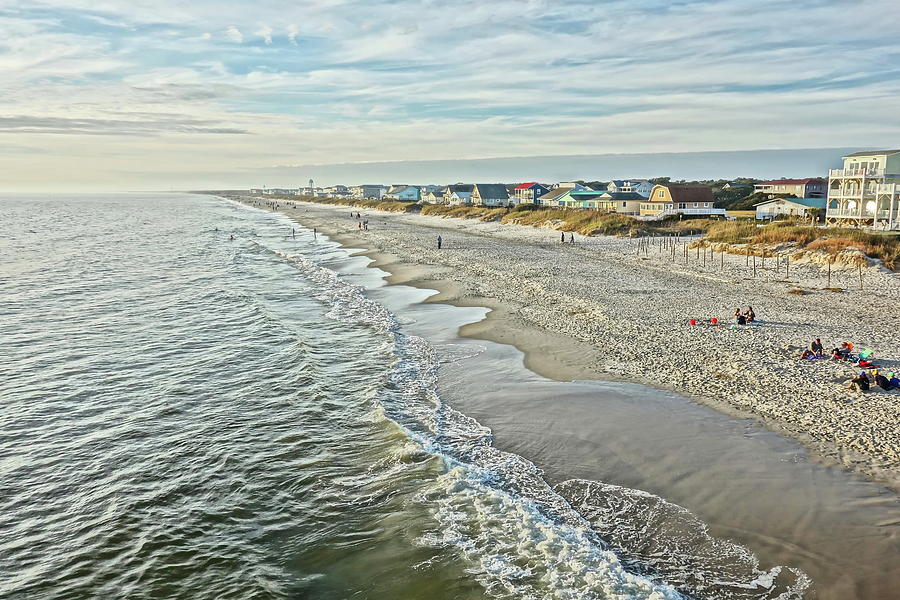 Oak Island Beach - View from the Pier Photograph by Don Margulis