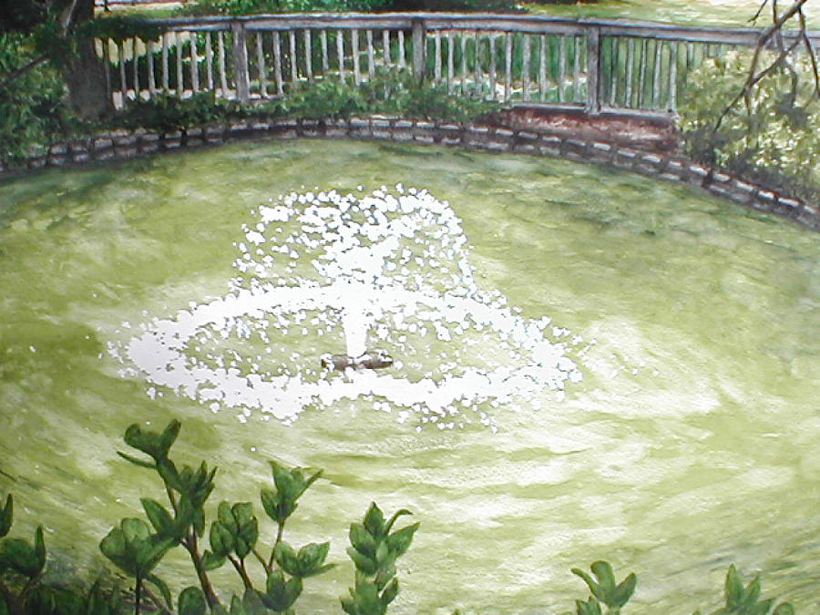 Oak Park Fountain Painting by Beth Parrish