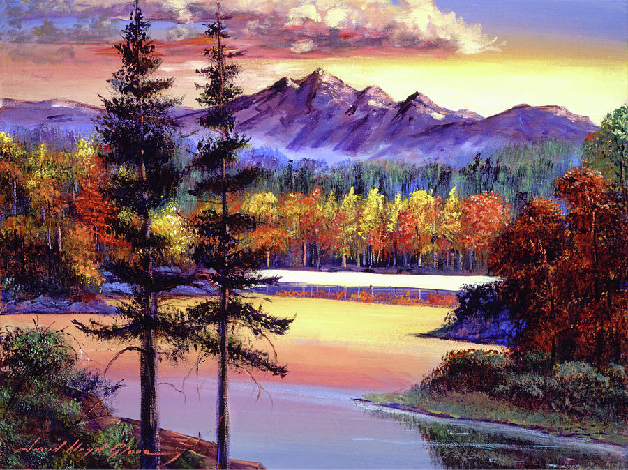 Fall Trees  Autumn Colors  Sunset Painting  small Painting  Wall Art  Home Decor  original art  Mountains  Trees