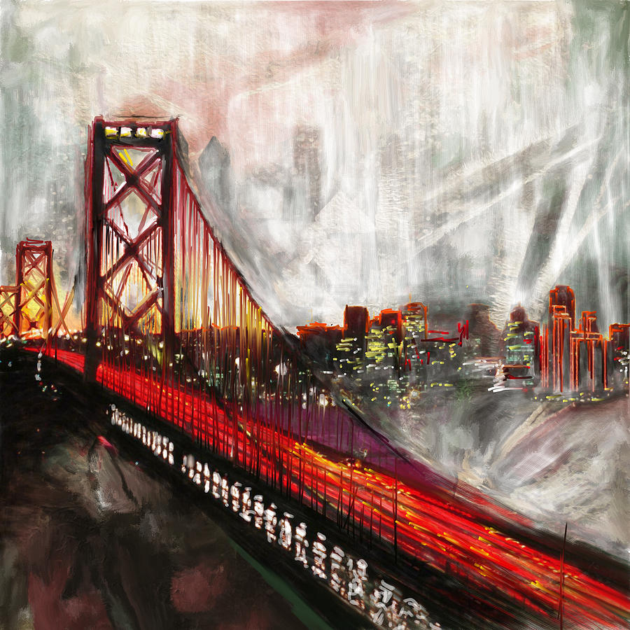 Oakland Bay Bridge 223 2 Painting by Mawra Tahreem