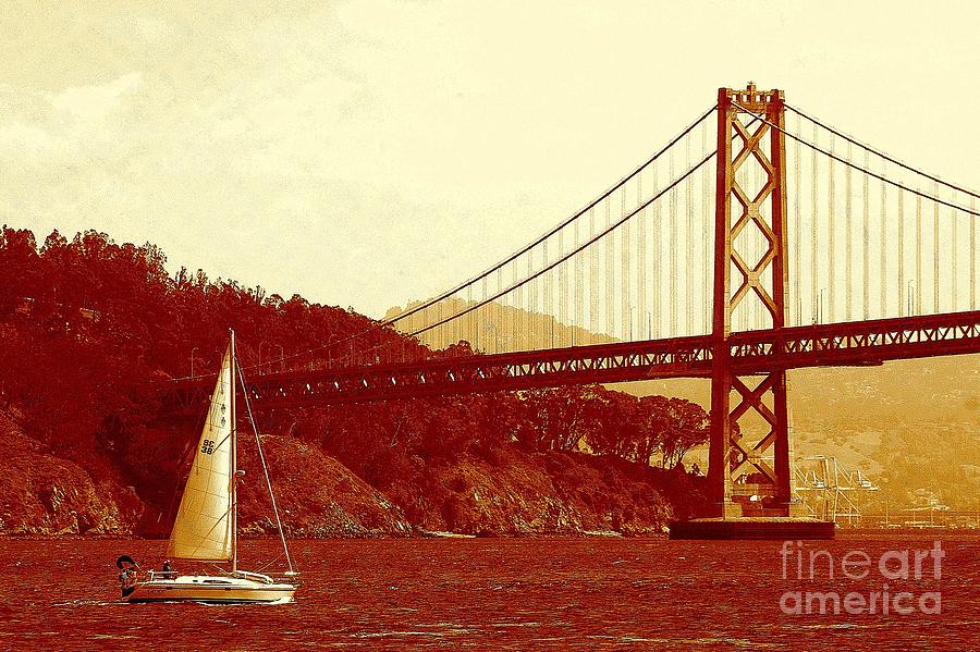 Oakland Bridge And Grace Sailing In San Francisco Bay Photograph by Michael Hoard