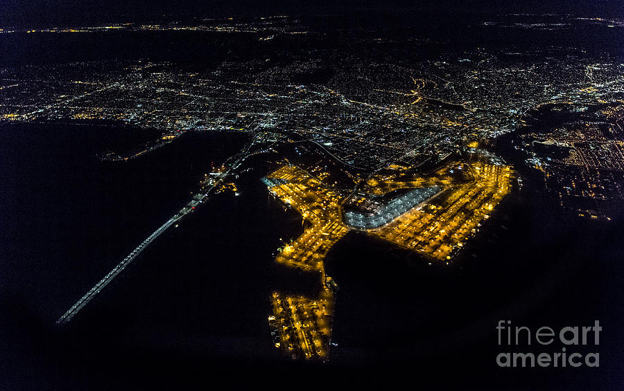 Oakland California at Night Aerial Photo #3 Photograph by David Oppenheimer