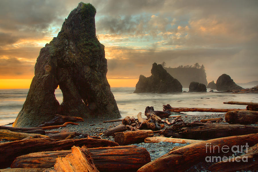 Oange Skies Over Ruby Beach Photograph by Adam Jewell