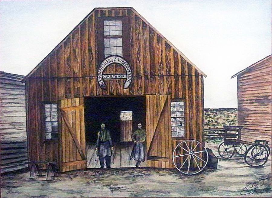 Reno Painting - Oar And Burke Blacksmithing And Wagonworks by Tammera Malicki-Wong