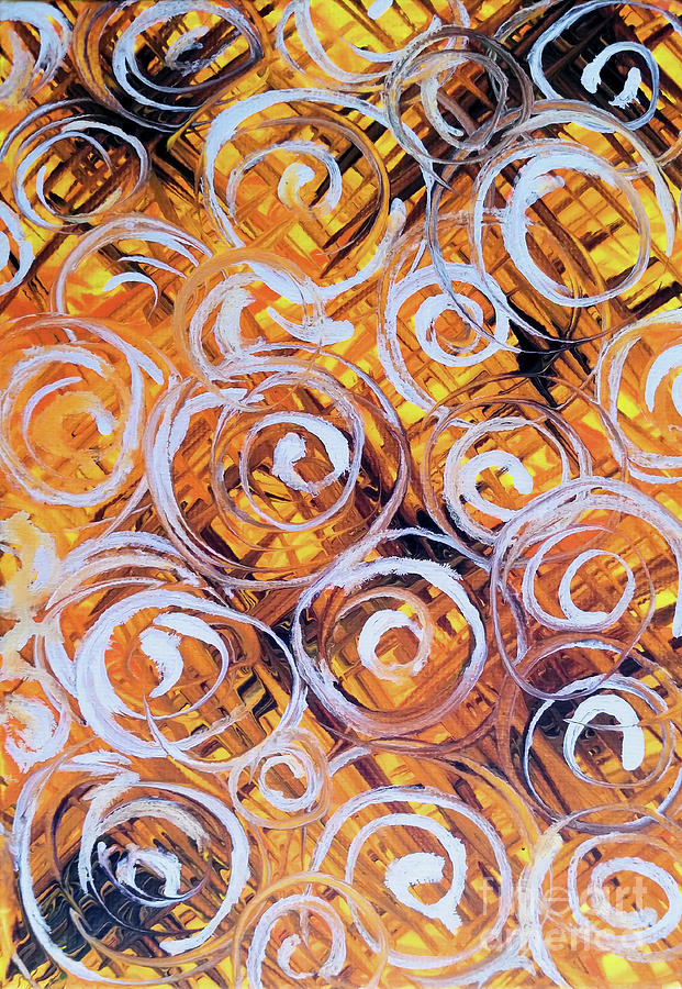 Oat Harvest Yellow Gold Design Abstract Swirls Lines Bright Jackie Carpenter Painting by Jackie Carpenter