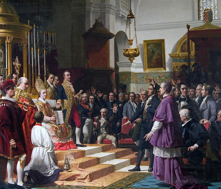 Oath in the Cortes of Cadiz of 1810 Painting by Jose Casado del Alisal