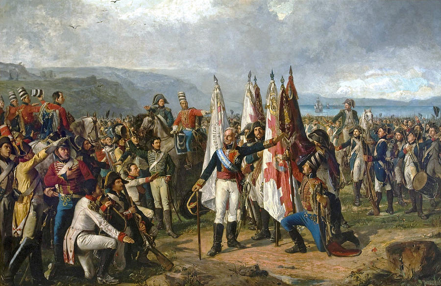 Oath of the Troops of the Marquis of la Romana Painting by Manuel Castellano