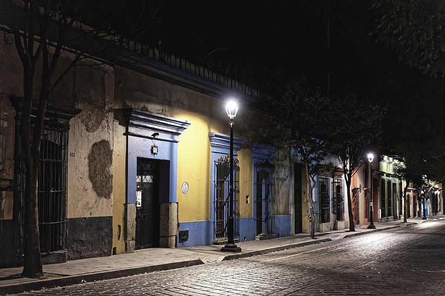 Oaxaca street at night, 2016 Photograph by Chris Honeyman