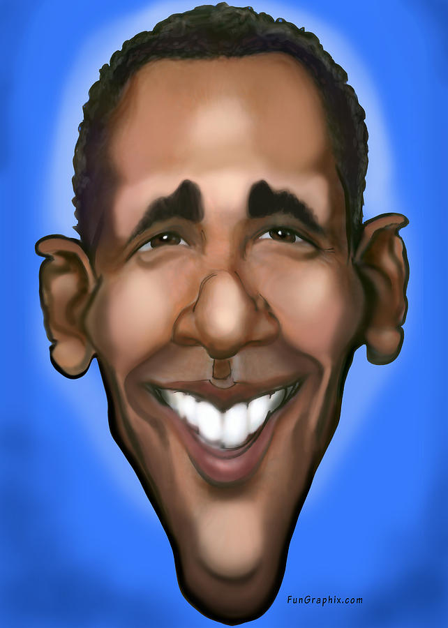 Obama Caricature Painting by Kevin Middleton