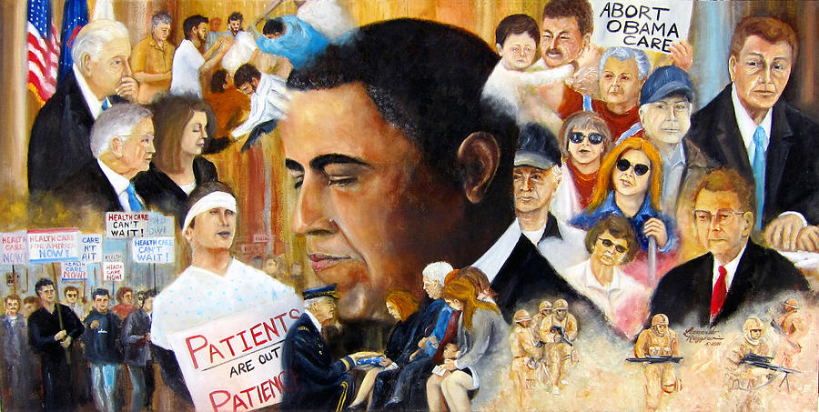 Obamas Full Plate Painting by Leonardo Ruggieri