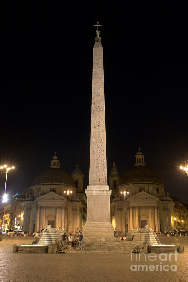 Obelisco flaminio and twin churches by night Photograph by Fabrizio Ruggeri