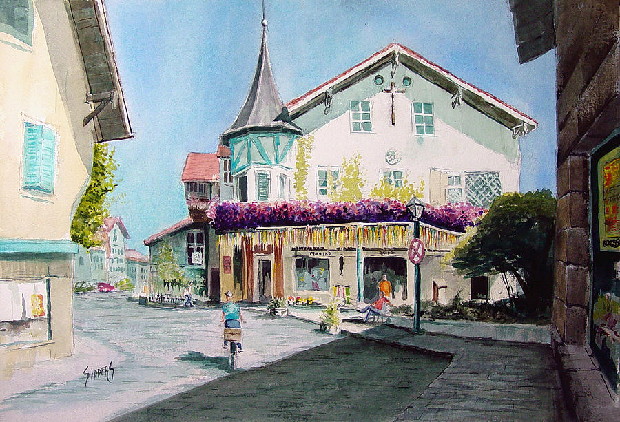 Oberammergau Street Painting by Sam Sidders