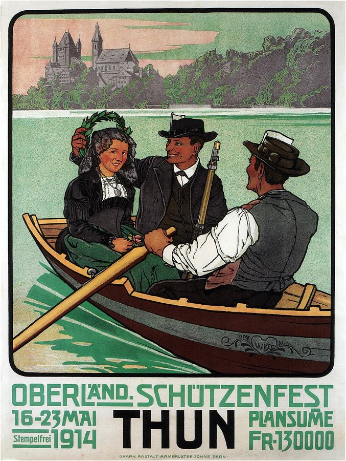 Oberland Schotzenfest - Thun, Switzerland - Retro travel Poster - Vintage Poster Mixed Media by Studio Grafiikka