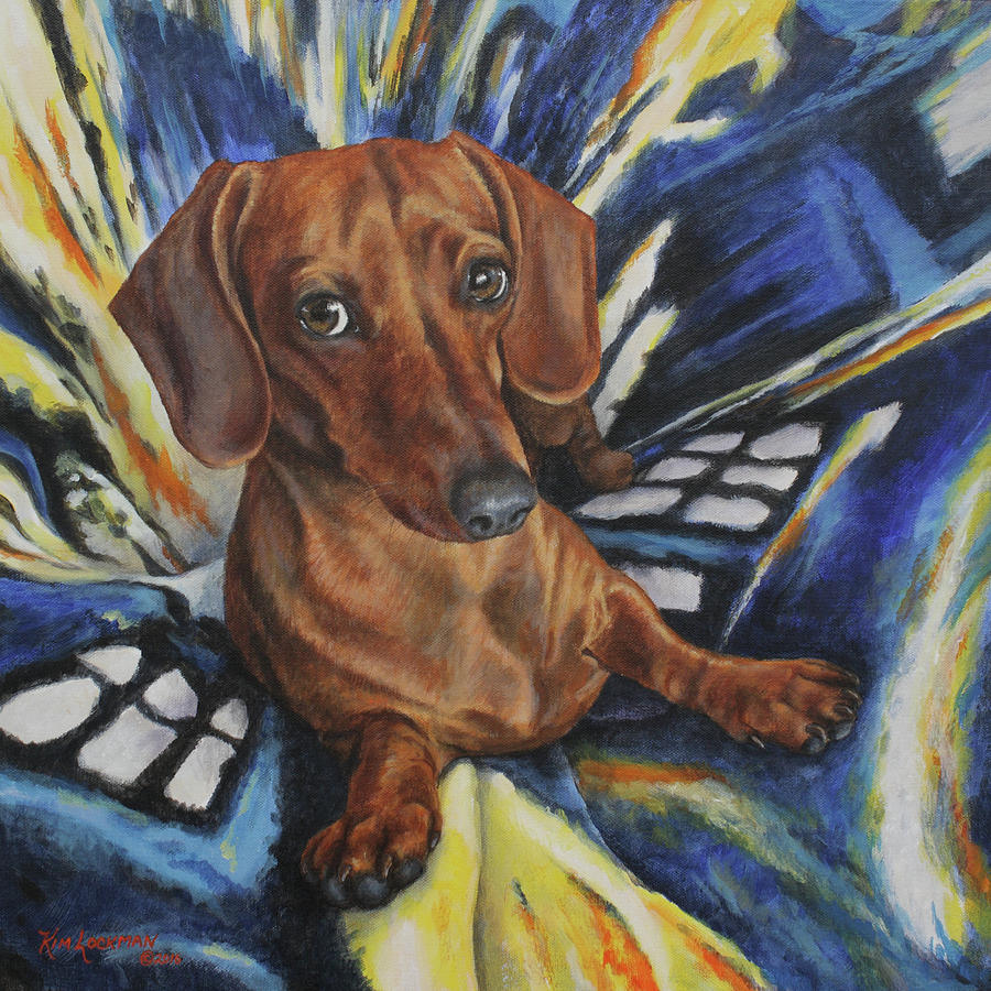 Dachshund Time Lord Painting by Kim Lockman