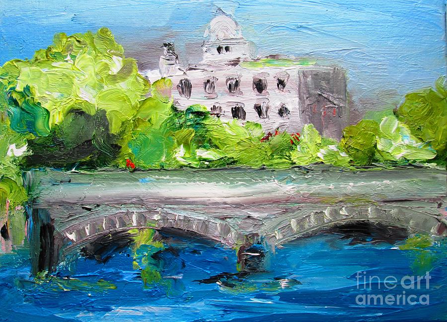 Painting Of Obriens Bridge Galway City Ireland Painting by Mary Cahalan Lee - aka PIXI