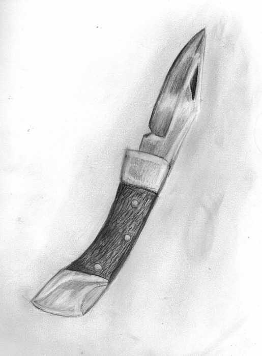 Knife Still Life Drawing - Observation - Drawing Metal by Katie Alfonsi