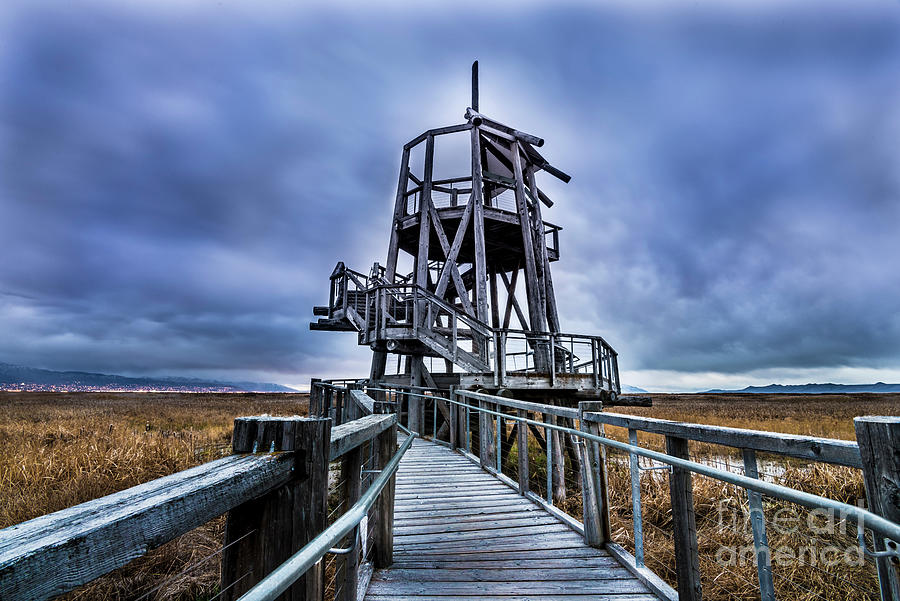 Sunset Photograph - Observation Tower - Great Salt Lake Shorelands Preserve by Gary Whitton