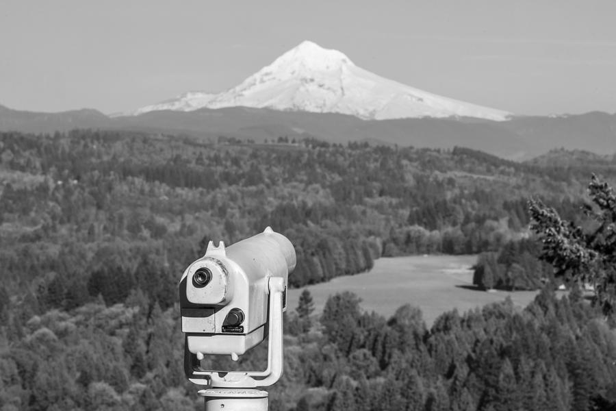 Observe MT Hood Black and White Photograph by John McGraw