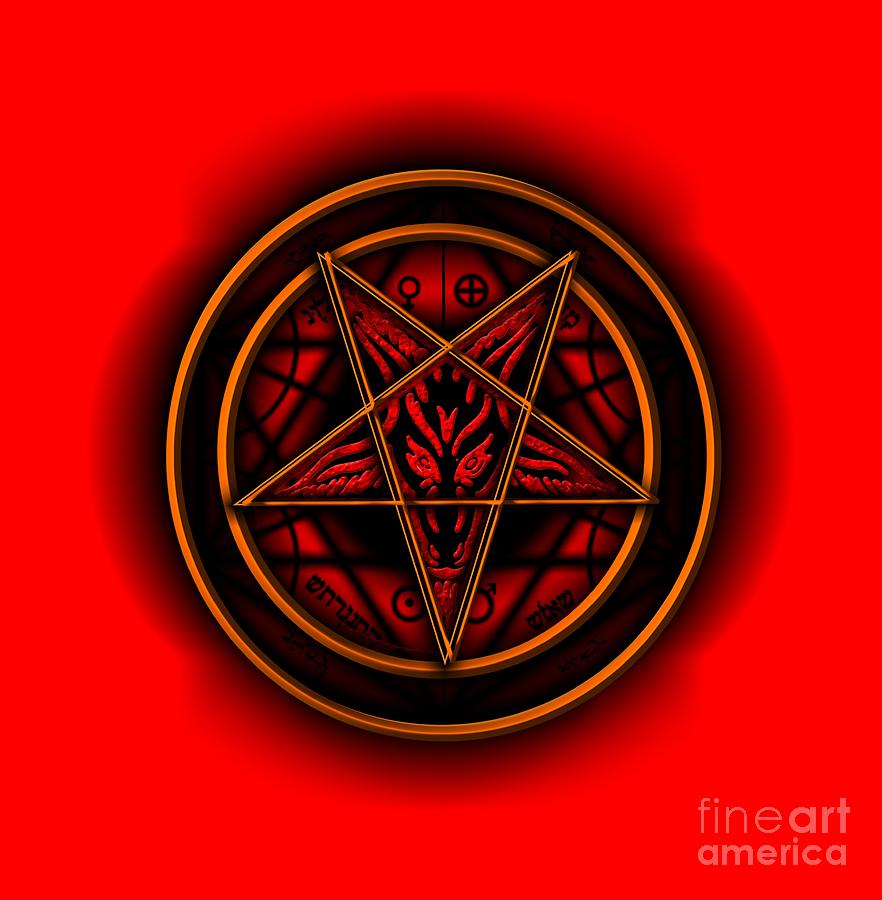 Fantasy Digital Art - Occult Magick Symbol on Red by Pierre Blanchard by Esoterica Art Agency