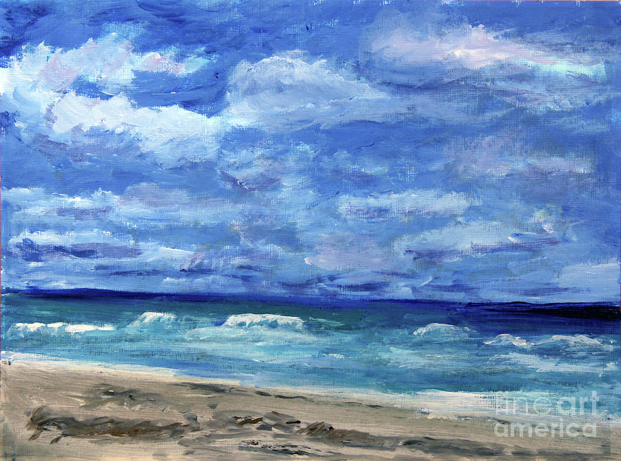 Ocean at Delray Beach on Breezy Day Painting by Donna Walsh