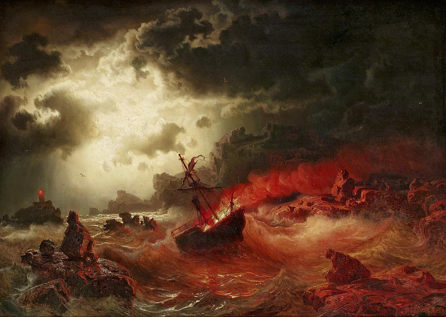 ocean-at-night-with-burning-ship-marcus-