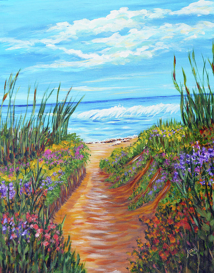 Nature Painting - Ocean Beach Painting, Impressionism Art, Florida Beach by Kathy  Symonds