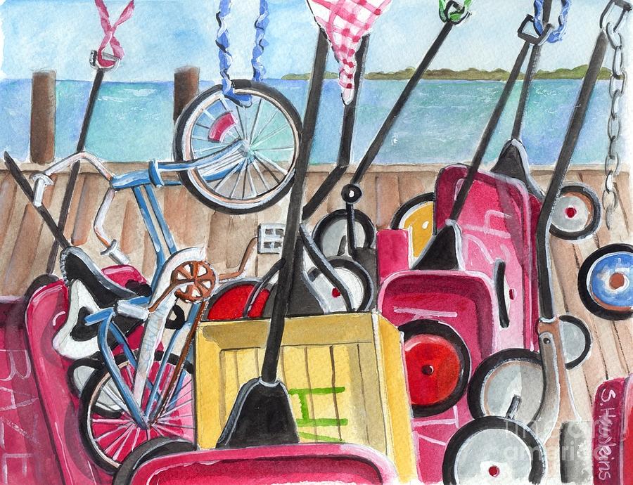 Beach Painting - Ocean Beach Wagons by Sheryl Heatherly Hawkins