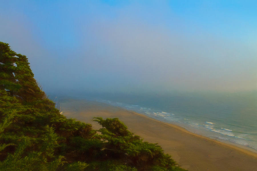 Ocean Beach with Light Fog Photograph by Bonnie Follett