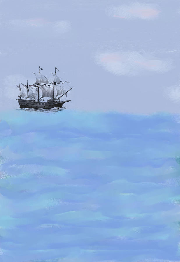 Ship Painting - Ocean Blue by Rosalie Scanlon