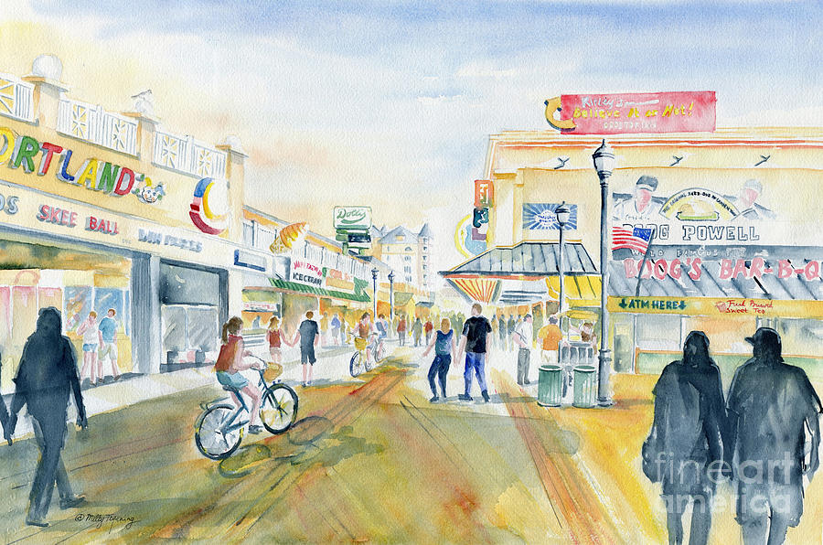 Impressionism Painting - Ocean City Boardwalk by Melly Terpening